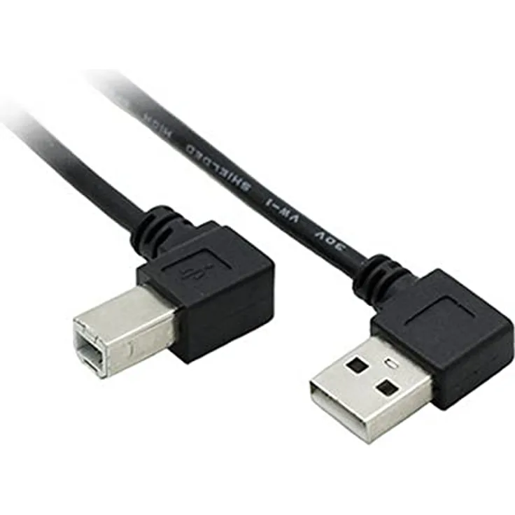 Bolwins M03S USB 2.0 Druckerkabel 90 Grad - Ideal für Drucker und Scanner, 480 Mbit/s Datenübertragung, 50cm, Abwärtswinkel-Design