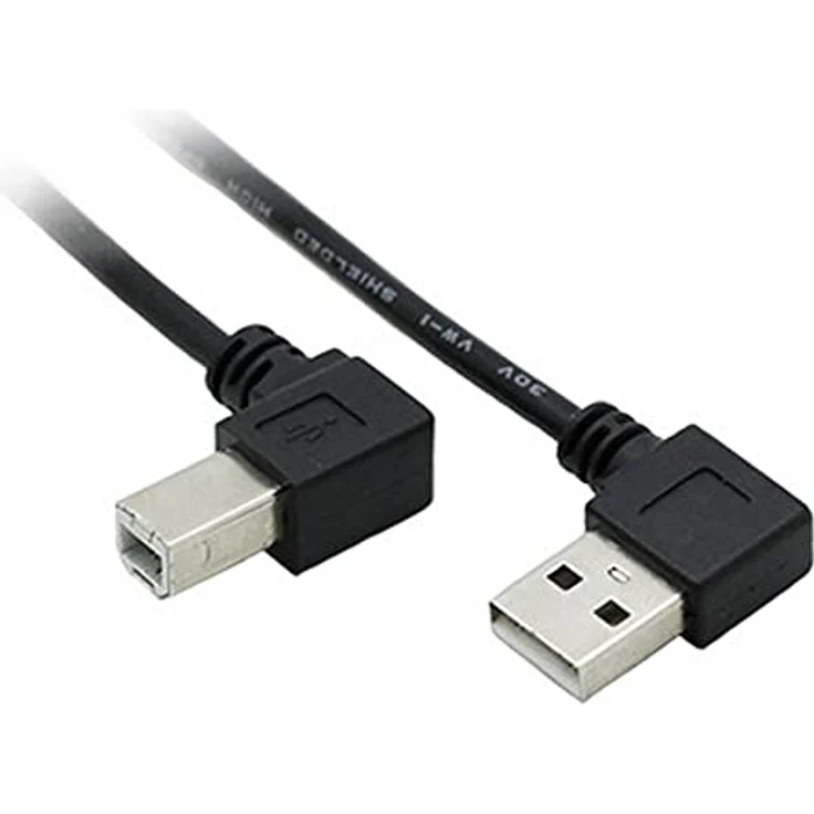 Bolwins M03S USB 2.0 Druckerkabel 90 Grad - Ideal für Drucker und Scanner, 480 Mbit/s Datenübertragung, 50cm, Abwärtswinkel-Design – Bild 1