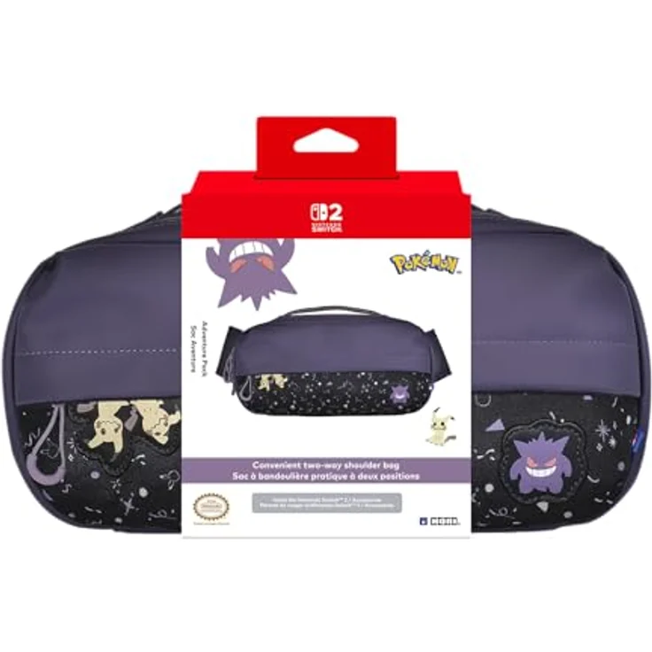 HORI Adventure Pack für Switch 2, Crossbody Tasche mit Gengar & Mimikyu Motiven, verstellbarer Schultergurt, kompatibel mit Nintendo Switch 2, Lite und OLED Model – Bild 1