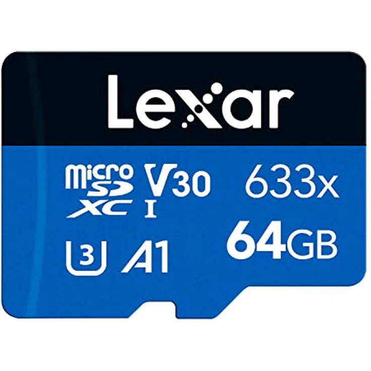 Lexar 633x 64GB Micro SD Karte, microSDXC UHS-I Karte ohne SD-Adapter, Bis zu 100 MB/s Lesen, Speicherkarte Micro SD A1, C10, U3, V30 (LMS0633064G-BNNAA)