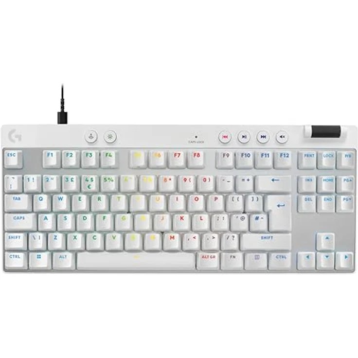Logitech G PRO X TKL GALVATRON Gaming-Tastatur, ultramobiles Design ohne Ziffernblock, LIGHTSYNC RGB, PBT-Tastenkappen, AZERTY FR - Weiß