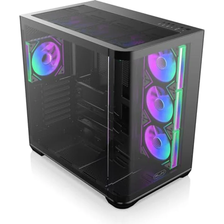 RAIJINTEK ATREUS BT7 Mid-Tower E-ATX PC-Gehäuse, gebogene Glasfront, 7 x 120 mm Infinity Mirror ARGB PWM Lüfter, hoher Luftstrom, vertikale und horizontale GPU-Unterstützung – Bild 2
