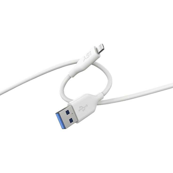 ISY ICS-5000-WT-AL, USB-A auf Lightning Ladekabel, 2 m, Weiß, starker Kupferkern, kompatibel mit iPhone Series