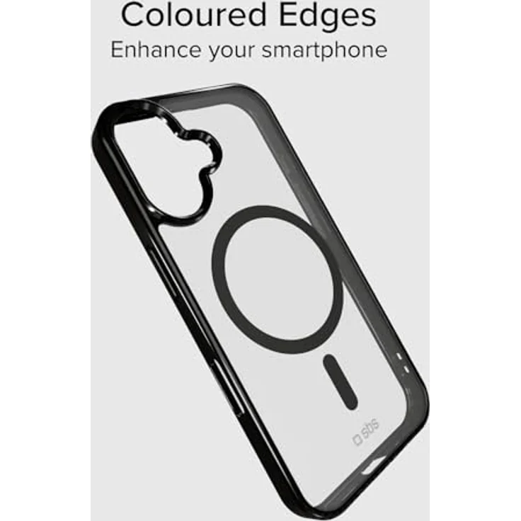 SBS Mag Frame Case für iPhone 16, MagSafe Schutzhülle, flexibel, stoßfest, kratzfest, transparent mit schwarzen Kanten – Bild 2