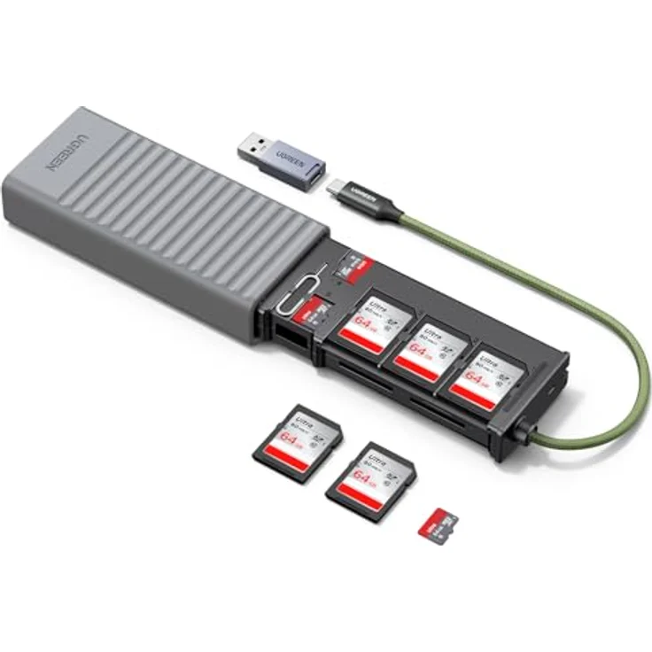 UGREEN Kartenleser mit USB-C und USB-A, DUALER KARTENBETRIEB für SD/TF, inkl. Speicherbox für 6x SD, 4x TF und 1x SIM, kompatibel mit iPhone 17 Serie, iPad und Laptop – Bild 1