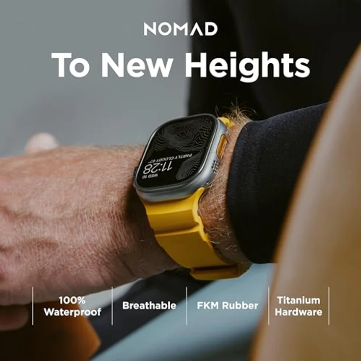 Nomad Smartwatch-Armband Rocky Point Band 42/44/45/49mm Sol Connector, Hochwertiges Uhrenarmband aus FKM in Titan-Look – Bild 4