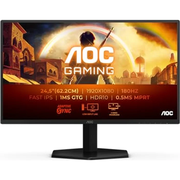 AOC Gaming 25G42E, 25 Zoll Full HD Monitor, 180 Hz, 1 ms Reaktionszeit, FreeSync Premium, G-Sync kompatibel, HDR10, schwarz – Bild 2