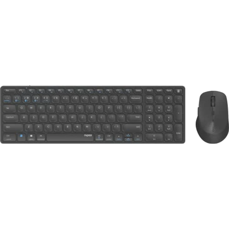 RAPOO 9700M Kabellose Tastatur und ergonomische Maus, QWERTY, Bluetooth, kompatibel mit Windows und Mac, leises Klicken, schwarz – Bild 3
