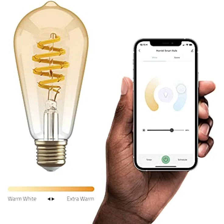 Hombli Smarte Glühbirne ST64 | Dimmbares Warmweißes Licht, 1800-2700K | 5.5W Filament, 300 Lumen | Sprachsteuerung mit App-Funktion, Kompatibel mit Google, Alexa & Siri – Bild 3