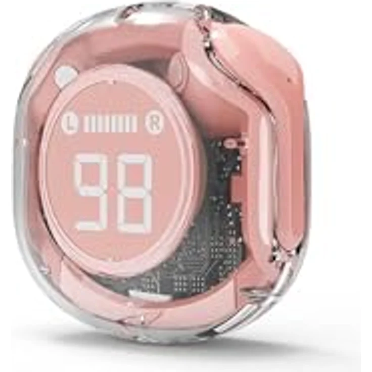 Gembird Transparent TWS In-Ear Kopfhörer, kabellos, Bluetooth, mit Mikrofon, pink – Bild 2