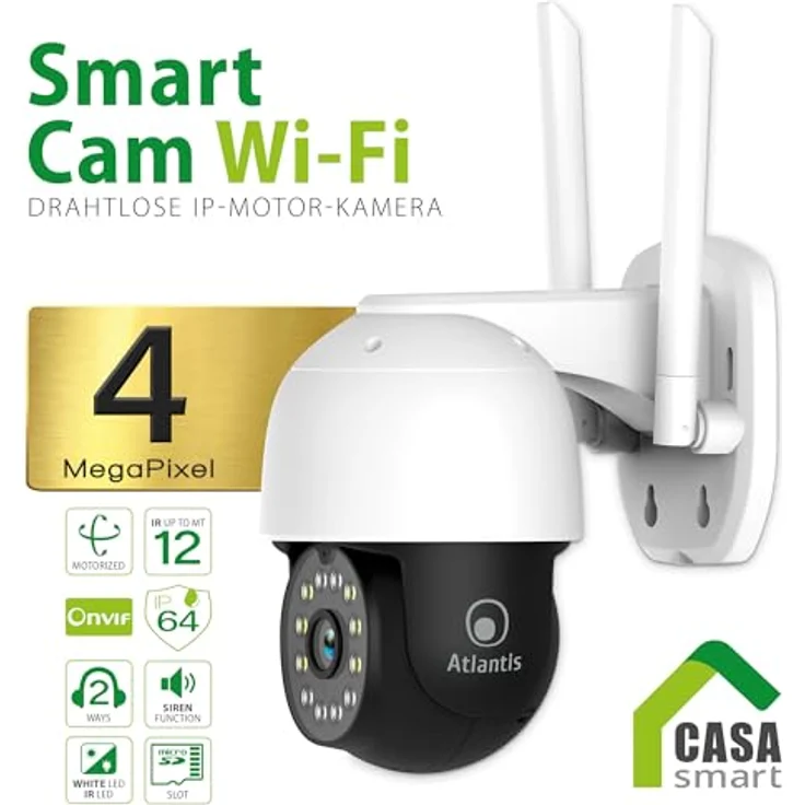 Atlantis A14-SC970-PT, 2K Wireless Outdoor Wi-Fi Kamera mit 4 Mpixel, Motorisierung, 360° Rotation, Nachtsicht bis 12m, IP64, Mikrofon, kostenlose APP – Bild 2