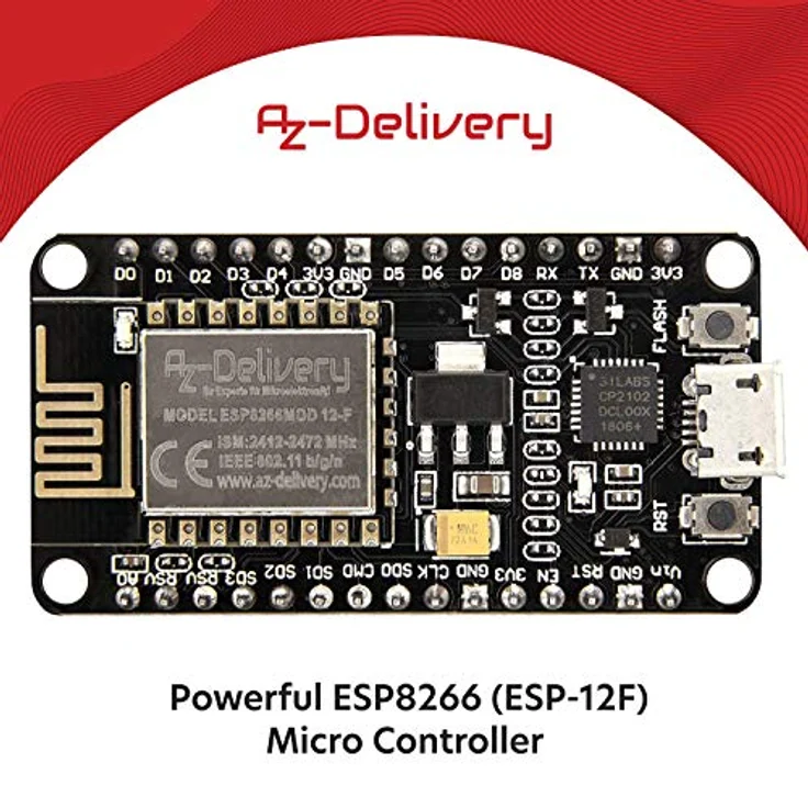 AZDelivery 25 x NodeMCU Amica Modul V2 ESP8266 ESP-12F WiFi Development Board - CP2102 kompatibel mit Arduino - inkl. Installationsanleitung E-Book – Bild 4