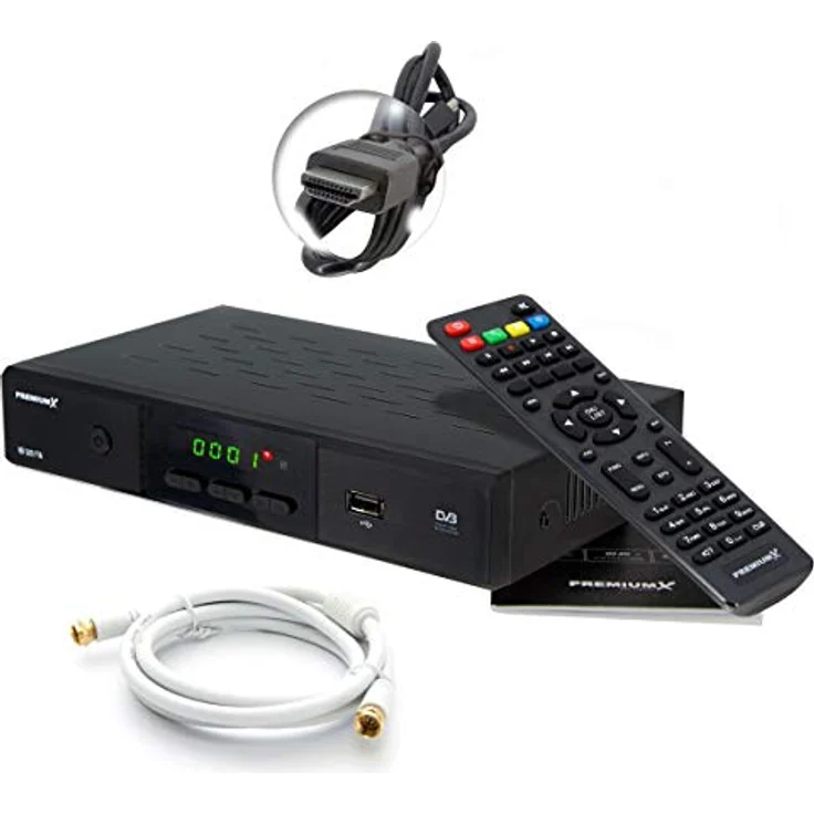 PremiumX HD 520SE-B FTA Digital SAT Receiver, DVB-S2, Full HD, HDMI und SCART, inkl. 7,5m Antennenkabel schwarz – Bild 5