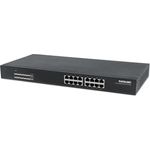 Intellinet 16-Port Gigabit Ethernet PoE+ Switch Endspan, 19 Zoll Rackmount (16 Ports), Schwarz