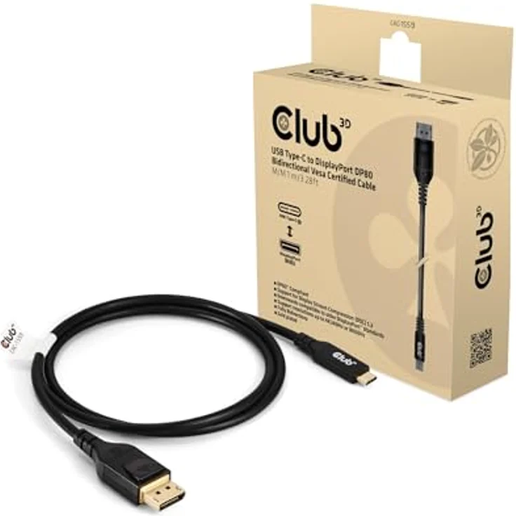 Club 3D CAC-2502 USB-C Verlängerungskabel, USB-C (m/w) 1 m, 48 V, 5 A, 8K60Hz Unterstützung, Schwarz – Bild 1
