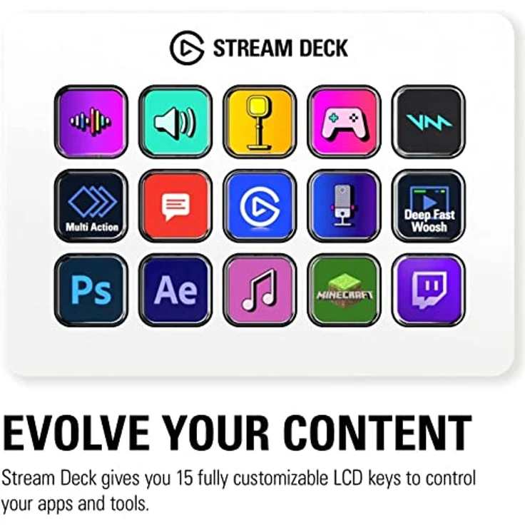 Elgato Stream Deck MK.2 White – Studio-Controller, 15 Makrotasten, Auslösen Von Aktion In Apps Und Software Wie OBS, Twitch, Youtube Und Anderen, Für Mac Und PC – Bild 2