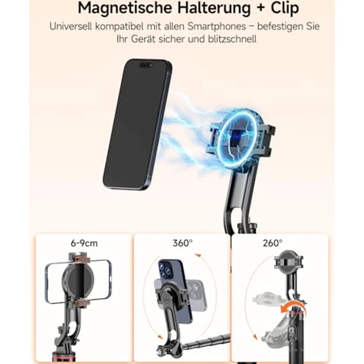 Rollei MagPod Easy Creator, All-in-One-Stativ mit magnetischer Halterung, Schwarz – Bild 2
