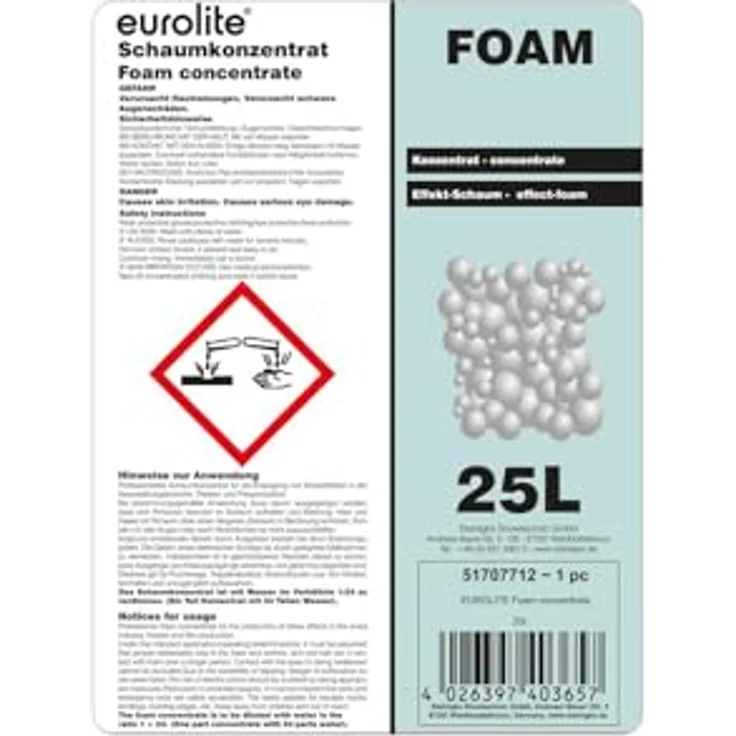 Eurolite Foam-Konzentrat, 25l Hazer, wasserbasierte Schaumflüssigkeit ohne Farbstoffe, Made in Germany – Bild 2