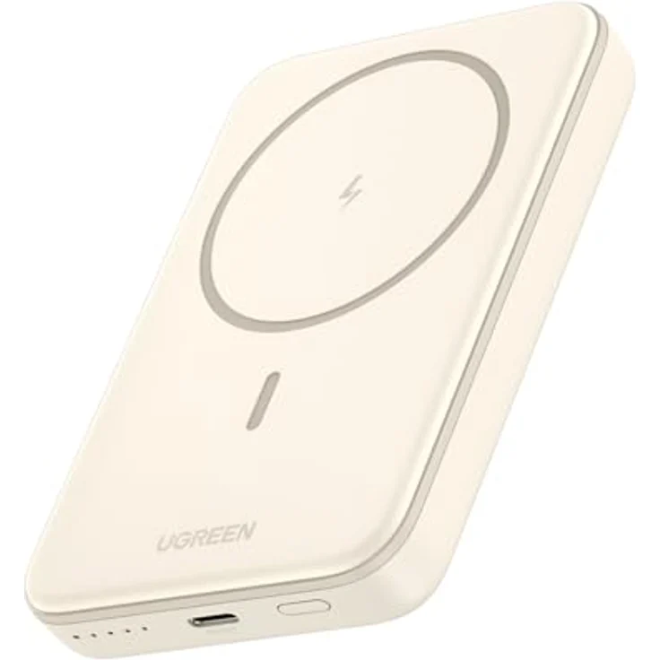 UGREEN Nexode Wireless Powerbank 10000mAh Magnetische Power Bank mit USB-C Schnellladefunktion, Kabellose externer Akku MagSafe kompatibel mit iPhone 15 Pro Max/Pro/15/14 Pro Max/Pro/13 Pro (Weiß) – Bild 1