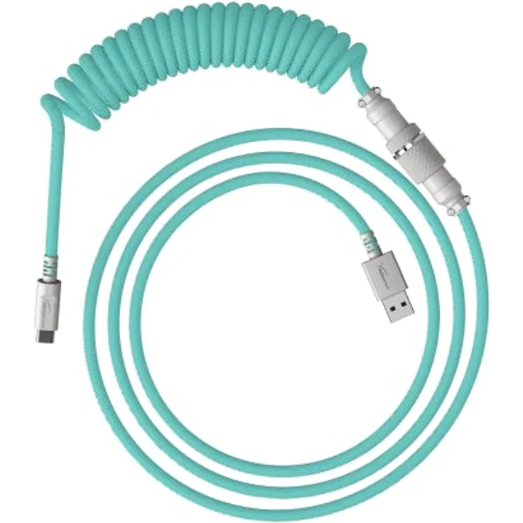 HyperX Spiralkabel, langlebiges 5-poliges Aviator-USB-C auf USB-A Kabel im stilvollen Design, Hellgrün/Weiß