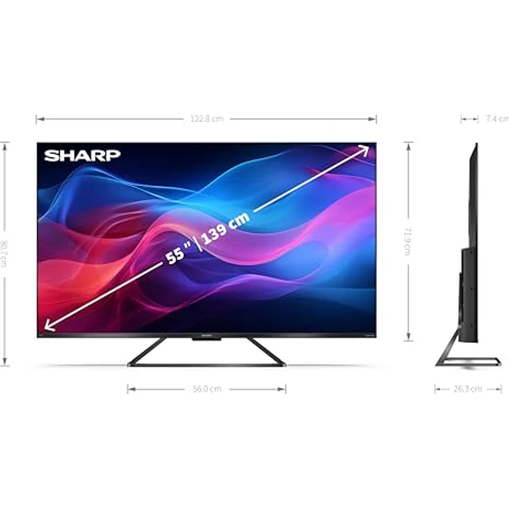 SHARP 55GR8265E Google TV 139 cm (55 Zoll) 4K Ultra HD 144Hz QLED (Smart TV ohne Rahmen, Dolby Atmos, Dolby Vision IQ, HDMI 2.1 mit eARC, VRR und ALLM) – Bild 5