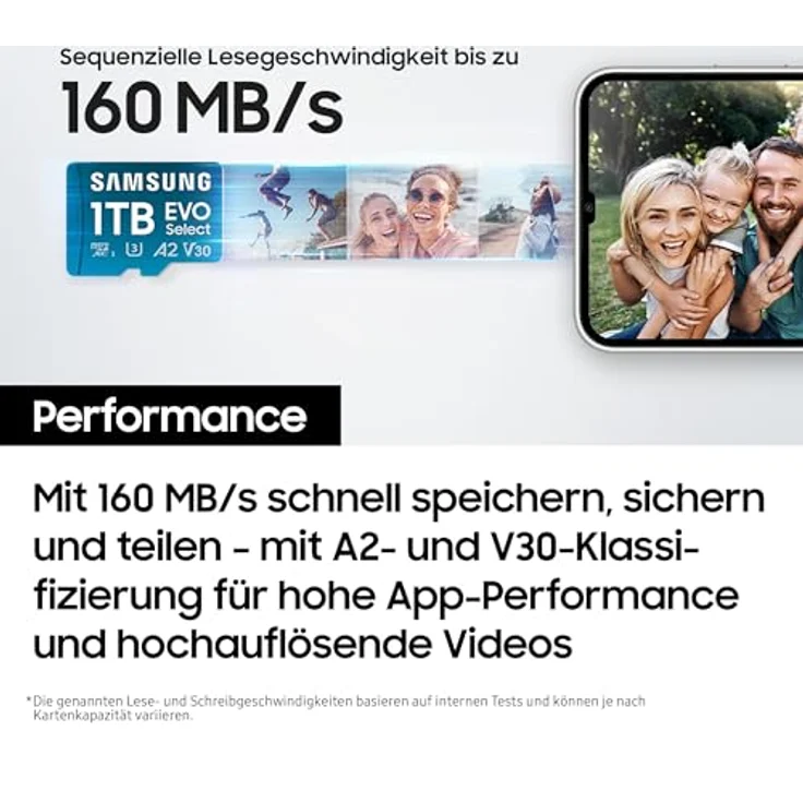 Samsung EVO Select (2024) microSD-Karte, 512 GB mit SD-Adapter, 160 MB/s Übertragungsgeschwindigkeit, wasserfest und temperaturbeständig – Bild 5