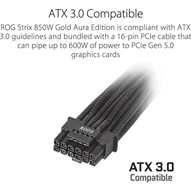 ASUS ROG Strix 850W Gold Aura Edition RGB Netzteil (850 Watt, Aura Sync RGB Belechtung, 80+ Gold Zertifizierung, Axial-Tech Lüfter, ATX 3.0 Kompatibel, PCIe 5.0 Ready) – Bild 5