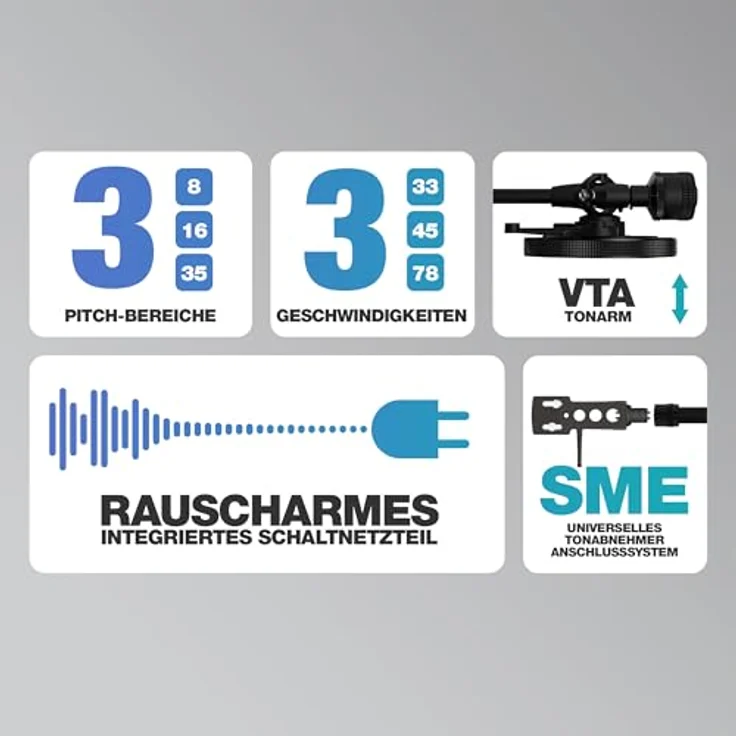 Reloop Plattenspieler RP-7, professionelles 7-Zoll-DJ-Plattenspielersystem mit Direktantrieb, schwarz – Bild 4