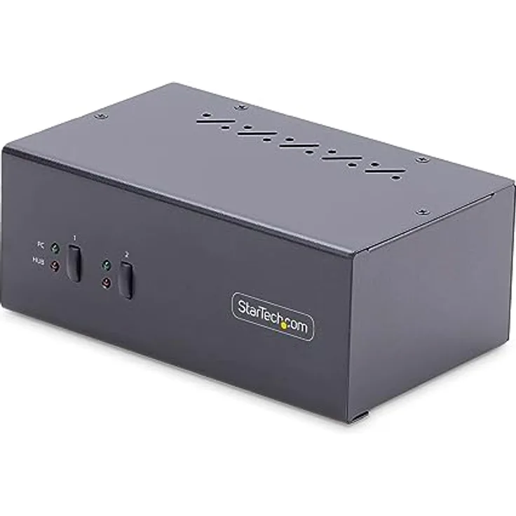 StarTech.com 2-Port KVM Switch Dual Monitor DisplayPort, 4K 60Hz, 2x USB 3.0 Hub und 2x USB 2.0 HID Ports, Hotkey/Drucktasten, KVM Umschalter für Zwei Monitore, 2 PC 2 Monitore (P2DD46A2-KVM-SWITCH)