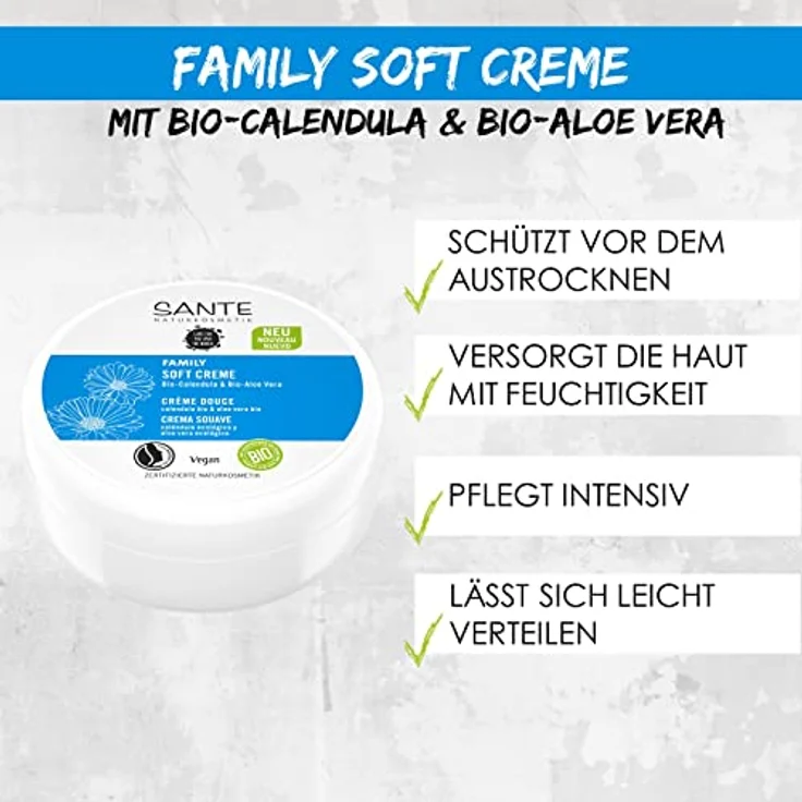 Sante Naturkosmetik Family Soft Creme Bio-Calendula & Bio-Aloe Vera, pflegt intensiv & schützt die Haut, 150.0 ml – Bild 3