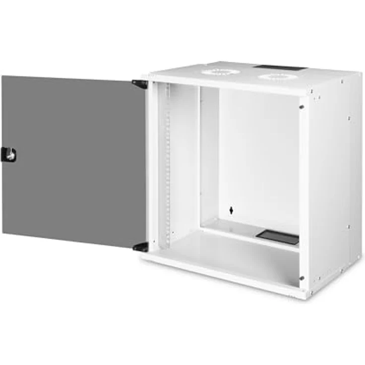 DIGITUS Netzwerkschrank SoHo Pro - 19-Zoll Rack 12 HE - Unmontiert - Wandmontage - 400 mm Tiefe - 327 mm Nutztiefe - Traglast 60 kg - Glastür - Grau – Bild 2