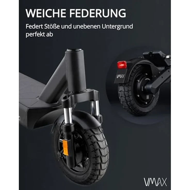 VMAX E-Scooter VX4 GT, Elektroroller mit Straßenzulassung in Deutschland, Reichweite bis zu 100km, 150kg max. Tragkraft, Blinker, Integrierte Federung, LCD-Display - Preisvergleich – Bild 5