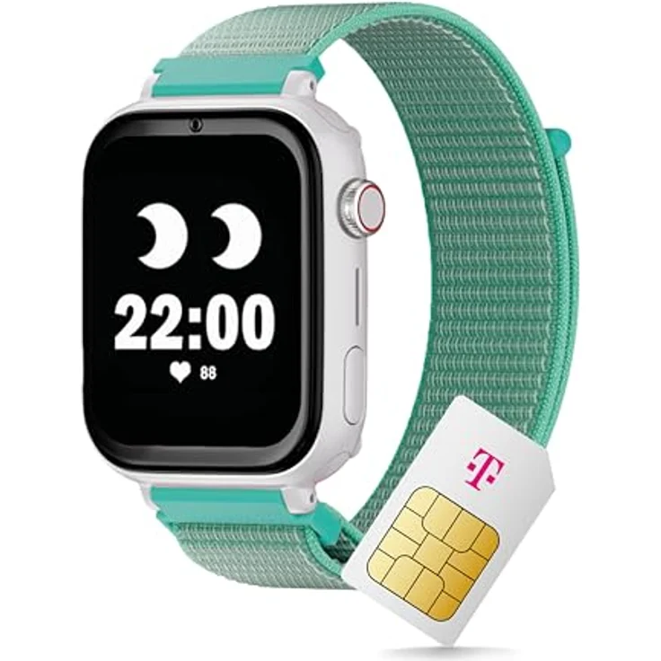 Deutsche Telekom SaveFamily SaveWatch+ Kinder Smartwatch mit GPS, Anruf- und Nachrichtenfunktion, SOS, Schulmodus, Telekom SIM-Karte, 30€ Amazon-Gutschein, Regenbogen | Weiß – Bild 1