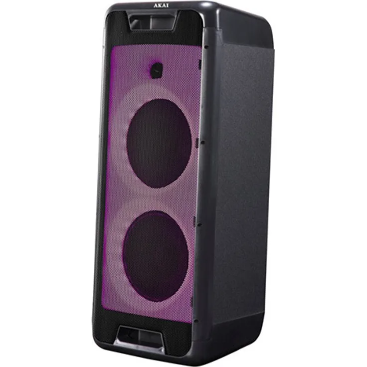 AKAI Partybox 800, tragbarer Partylautsprecher mit Bluetooth 4.2, 50 W RMS, UKW-Radio, LED-Lichteffekten und hoher Akku-Laufzeit