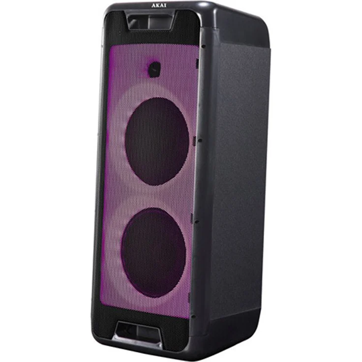 AKAI Partybox 800, tragbarer Partylautsprecher mit Bluetooth 4.2, 50 W RMS, UKW-Radio, LED-Lichteffekten und hoher Akku-Laufzeit