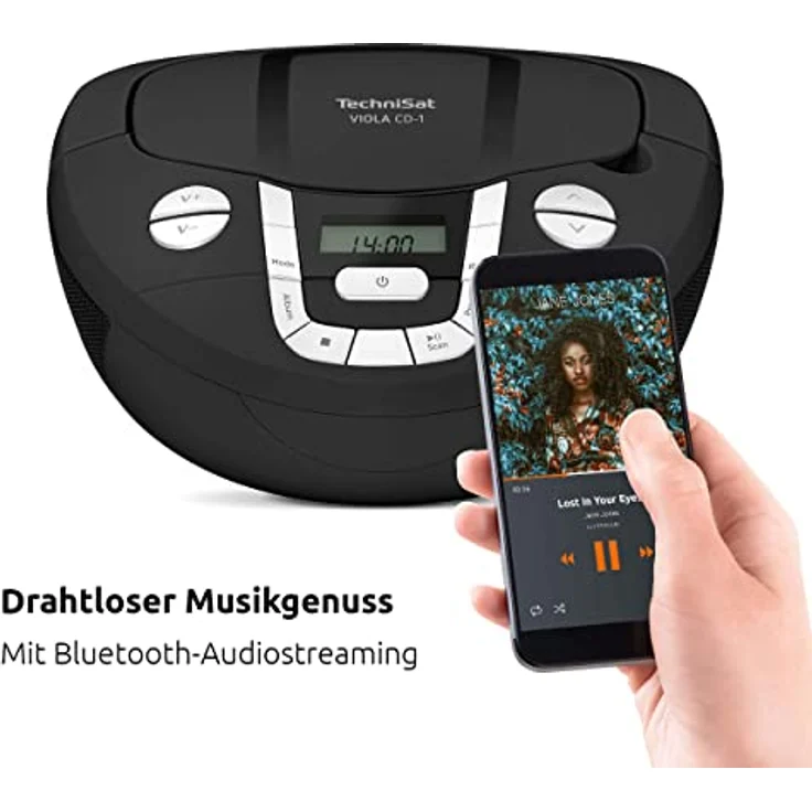 TechniSat Viola CD-1 - tragbarer Stereo CD-Player, Boombox mit Tragegriff, UKW, Bluetooth, 2 x 1 Watt – Bild 3