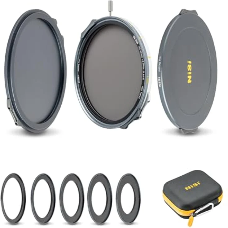 NiSi JetMag Pro 67MAG, 1–5 Stops VND Magnetfilter Kit mit True Color ND-Filter, 52/55/58/62/67mm Adapterringen, inkl. Objektivdeckel und Filtertasche – Bild 1