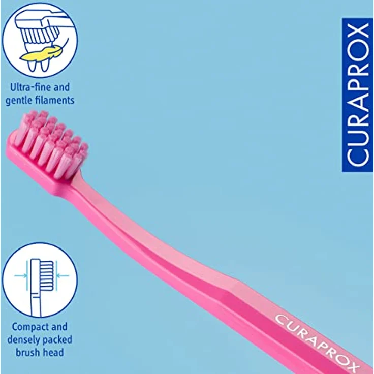 CURAPROX CS Kids Zahnbürste - Handzahnbürste für Kinder mit 5500 Ultra Soft CUREN Borsten und kleinem Bürstenkopf - Pink – Bild 3