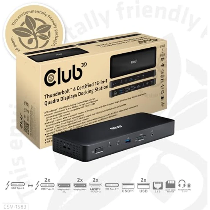 Club 3D Thunderbolt4 16-in-1 Dockingstation mit 4 Displays, Space Grey – Bild 9