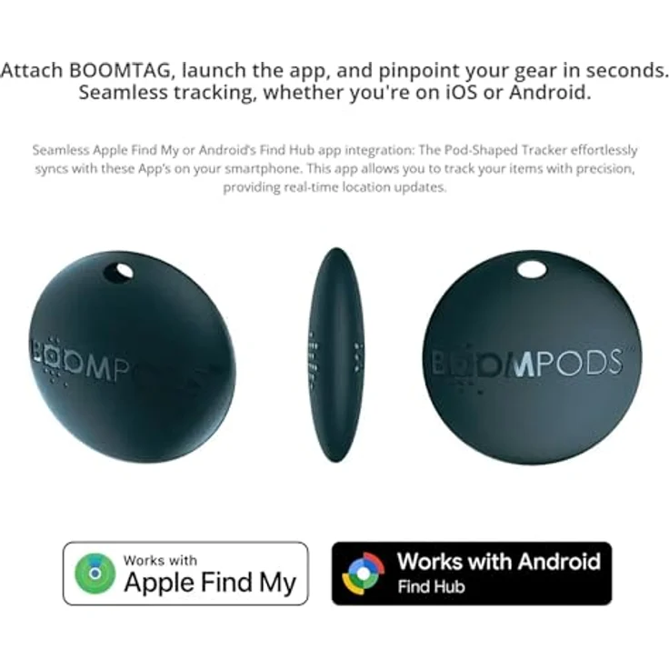 Boompods Boomtag Schlüsselfinder, Mini GPS Tracker aus Ozeanplastik, Bluetooth kompatibel mit Android & Apple, Gegenstandsfinder für Schlüssel und Haustiere, Grau – Bild 4