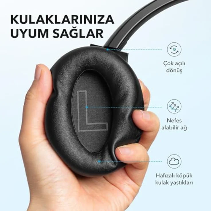 SOUNDCORE BY ANKER Q21i NC, Over-ear Kopfhörer mit Hybrid Active Noise Cancelling, 40h Spielzeit und Hi-Fi Sound, Schwarz – Bild 5
