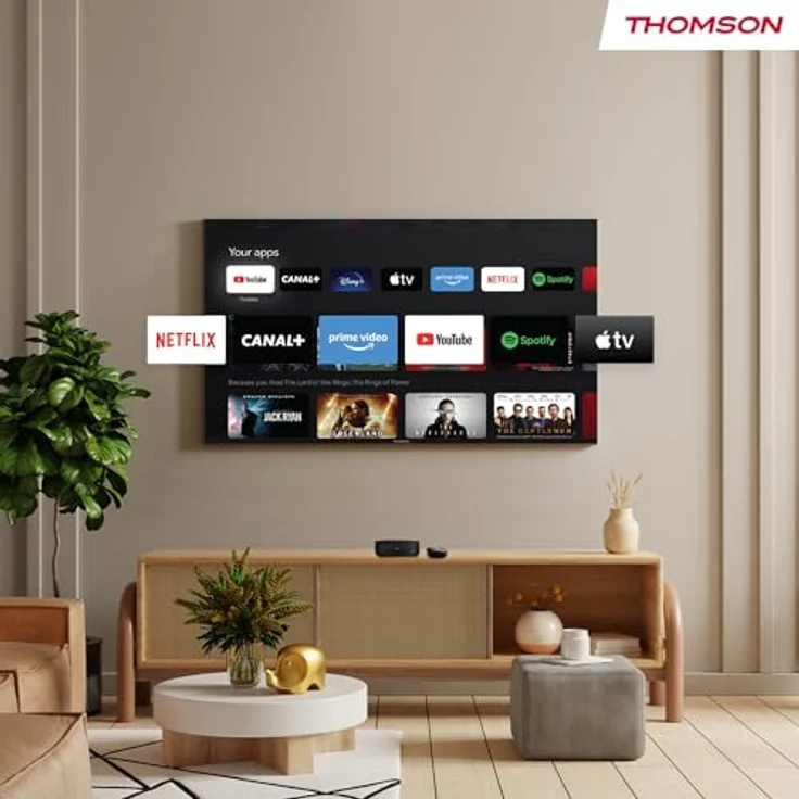 Thomson Streaming Box Plus 270, Android TV (Googlecast, Bluetooth, IR Remote Control, HDMI, WiFi, H.264, HEVC H.265), 4K Streaming, Dolby Atmos & Vision, Far-Field-Sprachassistent, Find My Remote - 32 GB, Schwarz – Bild 4