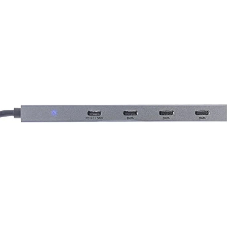 InLine® USB 3.2 Gen.2 Hub (10Gb/s), USB Typ-C zu 4 Port Typ-C (1 Port Power Through bis 100W), OTG, Aluminiumgehäuse, grau, ohne Netzteil – Bild 3