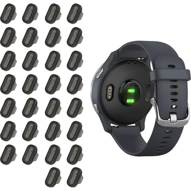 kwmobile 30x Staubschutz für Garmin Venu/Forerunner/Vivomove/Fenix - TPU Silikon Abdeckung in Schwarz, schützt Ladebuchse vor Staub und Schmutz – Bild 1