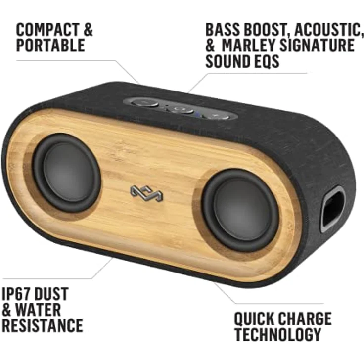 House of Marley Bluetooth-Lautsprecher Get Together Mini 2 (15 h, Akkubetrieb), Bluetooth Lautsprecher, Gelb, Schwarz – Bild 4