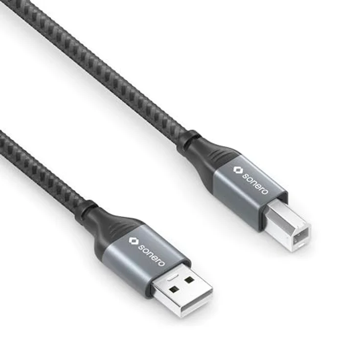 Sonero USB 2.0 Kabel, A-Stecker auf B-Stecker, 480 MB/s, space grey/schwarz, 2,00m – Bild 3