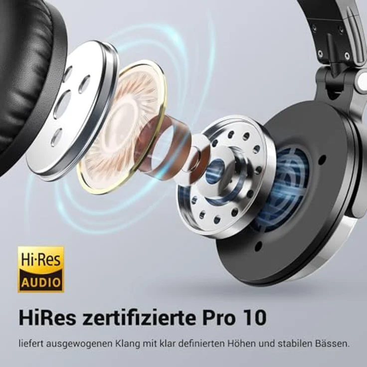 OneOdio Pro-10, kabelgebundene Kopfhörer mit Mikrofon, Hi-Res Audio, extra Bass, faltbar, DJ, kompatibel mit MP3, PS4, E-Gitarre, Klavier, Share-Port, zwei abnehmbare Kabel – Bild 2