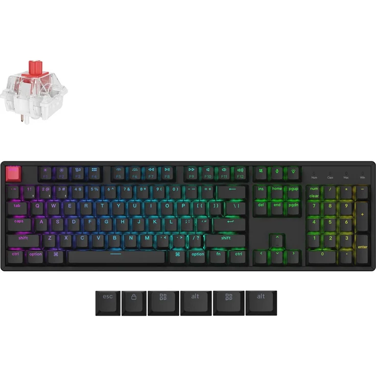 Keychron K10X-J1, Kabellose Mechanische Tastatur mit RGB LED, QWERTY US Layout, Cherry MX Red Switches, Alu Frame, Hot-Swap-fähig
