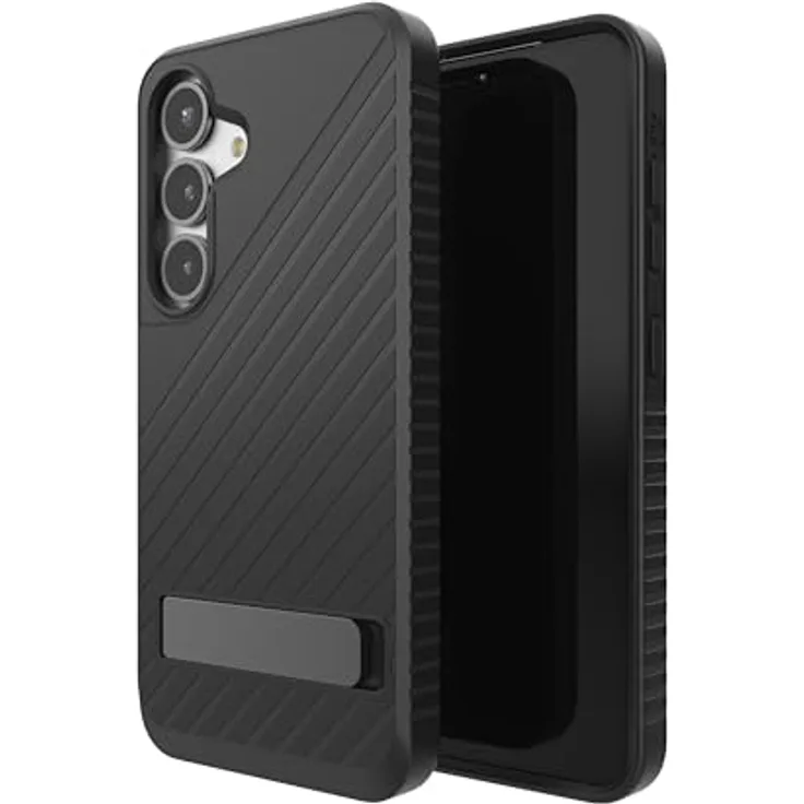 ZAGG Denali KS Graphen verstärkte Hülle mit Aufsteller für Samsung Galaxy S25 [6.2-Inch], Zwei-Schichten-Schutz, 5m Fallschutz, sicherer Griff, Wärmeableitung, schwarz