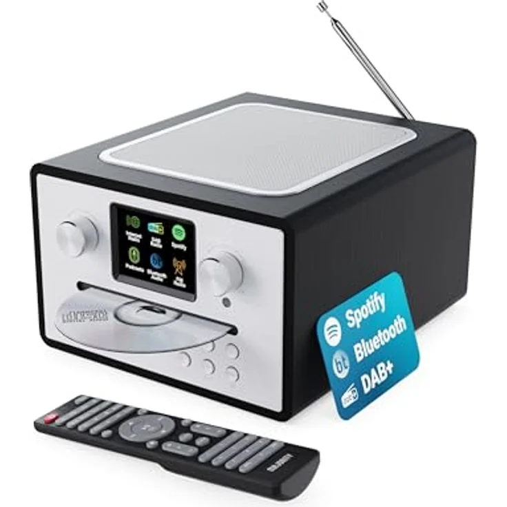 Majority Homerton Internetradio, WLAN mit CD-Player, DAB+, UKW, Bluetooth, Doppelalarm, Farbdisplay – Bild 1